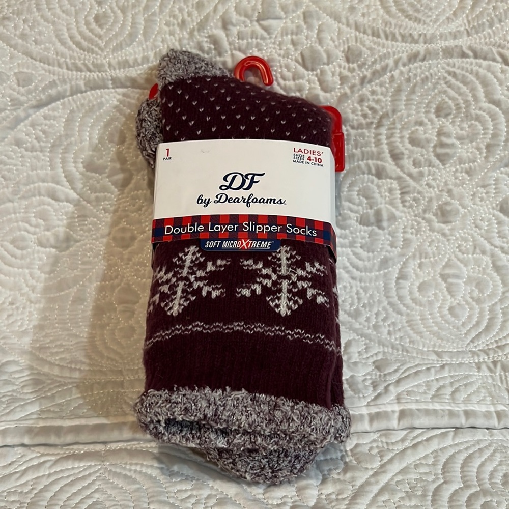 DF by Dearforms double layer‎ slipper socks, NWOT